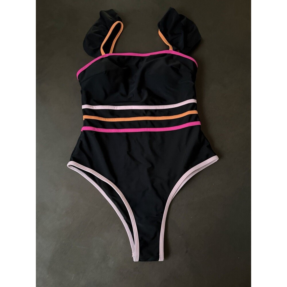Hilinker Women's Ruffle Shoulder One Piece Bathing Suit